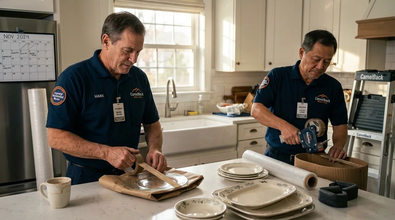 Professional crew packing kitchen dishware in Saugerties, NY
